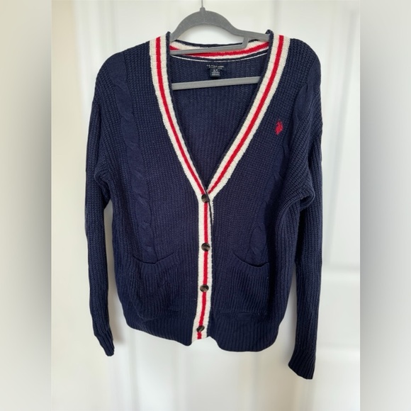 Classic U.S.  Striped Cable Knit Cardigan - Picture 2 of 6